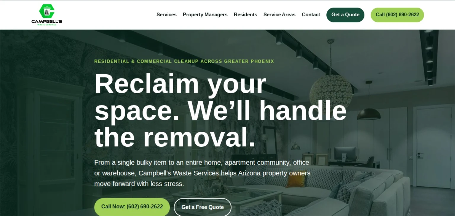 Campbell's Waste Services website homepage